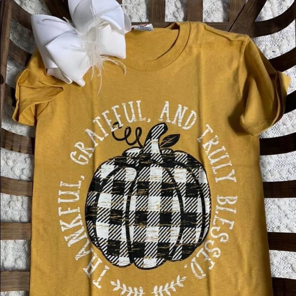 Plaid pumpkin tee kids
